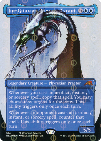 Jin-Gitaxias, Progress Tyrant (Borderless Concept Praetors Step-and-Compleat Foil) [Phyrexia: All Will Be One]